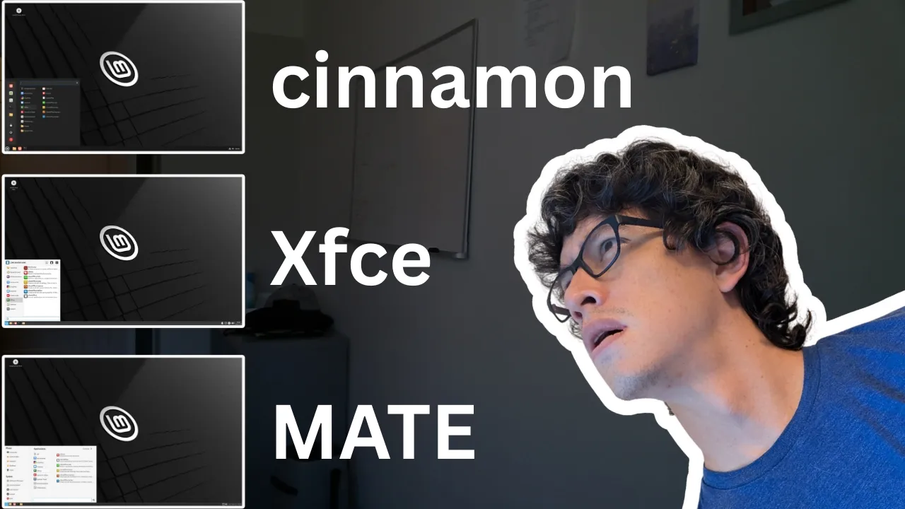 thumbnail para video con título: Mint Flavors (Cinnamon vs Xfce vs MATE)